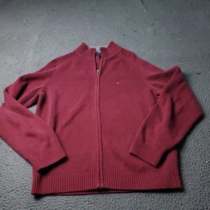 Tommy Hilfiger  Zip Sweater Jacket Mens Size L Large Burgundy